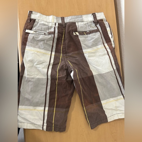 Vurt White & Brown Plaid Shorts - Picture 5 of 11